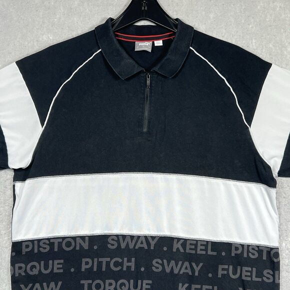 PUMA Ferrari SF Scuderia Street 1/4 Zip Urban Black Polo Shirt Men's Size Large - Picture 4 of 11